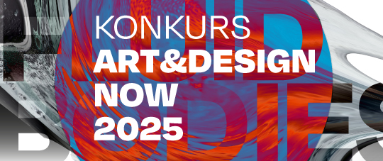 niebiesko-czerwono-szaro-biały plakat, którego główny motyw graficzny opiera się na rozmazaniu struktur